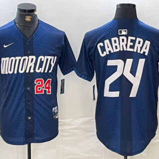 Men's Detroit Tigers #24 Miguel Cabrera 2024 Navy City Connect Cool Base Limited Stitched Jerseys