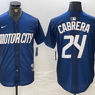 Men's Detroit Tigers #24 Miguel Cabrera 2024 Navy City Connect Cool Base Limited Stitched Jerseys