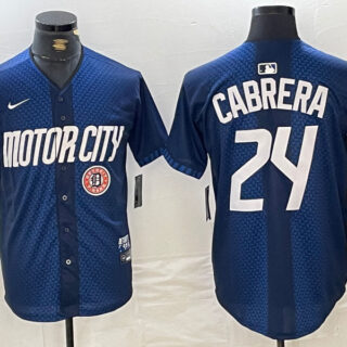 Men's Detroit Tigers #24 Miguel Cabrera 2024 Navy City Connect Cool Base Limited Stitched Jerseys