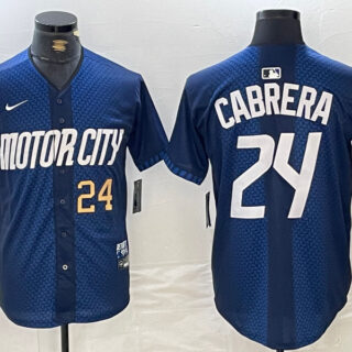 Men's Detroit Tigers #24 Miguel Cabrera 2024 Navy City Connect Cool Base Limited Stitched jerseys
