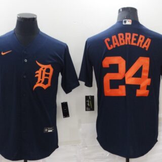 Men's Detroit Tigers #24 Miguel Cabrera Navy Cool Base Stitched Jersey