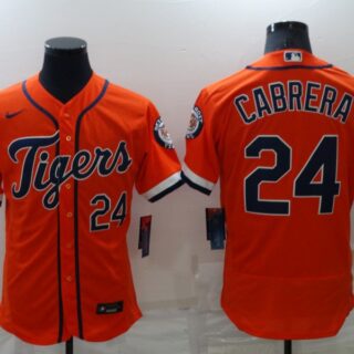 Men's Detroit Tigers #24 Miguel Cabrera Orange Flex Base Stitched Jersey