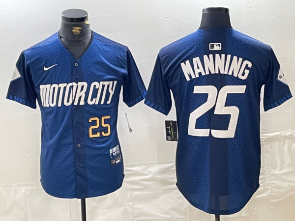Men's Detroit Tigers #25 Matt Manning 2024 Navy City Connect Cool Base Limited Stitched Jerseys