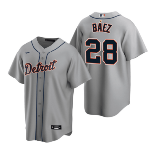 Men's Detroit Tigers #28 Javier Báez Grey Cool Base Stitched Jersey