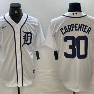 Men's Detroit Tigers #30 Kerry Carpenter White Cool Base Stitched Baseball Jersey