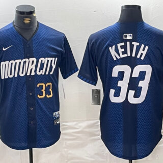 Men's Detroit Tigers #33 Colt Keith 2024 Navy City Connect Cool Base Limited Stitched Jerseys