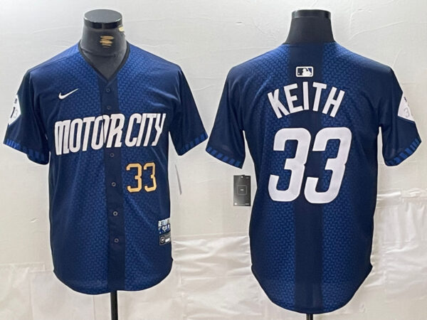 Men's Detroit Tigers #33 Colt Keith 2024 Navy City Connect Cool Base Limited Stitched Jerseys