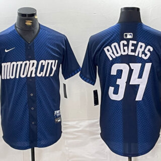 Men's Detroit Tigers #34 Jake Rogers 2024 Navy City Connect Cool Base Limited Stitched Jerseys