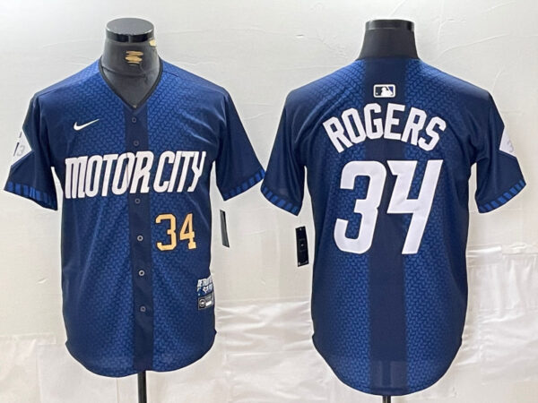 Men's Detroit Tigers #34 Jake Rogers 2024 Navy City Connect Cool Base Limited Stitched Jerseys
