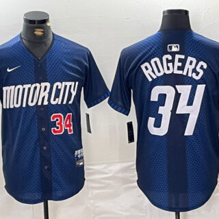 Men's Detroit Tigers #34 Jake Rogers 2024 Navy City Connect Cool Base Limited Stitched Jerseys