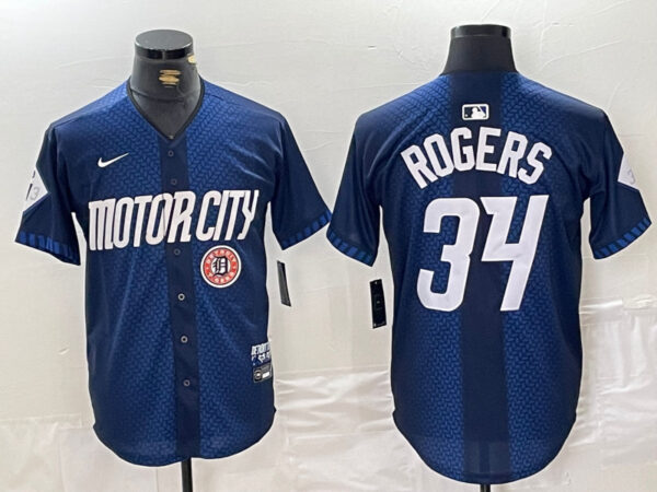 Men's Detroit Tigers #34 Jake Rogers 2024 Navy City Connect Cool Base Limited Stitched Jerseys