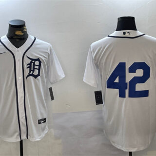Men's Detroit Tigers #42 Jackie Robinson White Cool Base Stitched Baseball Jersey