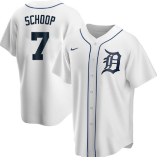 Men's Detroit Tigers #7 Jonathan Schoop White Cool Base Stitched Jersey