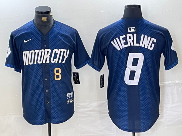 Men's Detroit Tigers #8 Matt Vierling 2024 Navy City Connect Cool Base Limited Stitched Jerseys