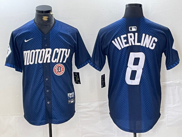 Men's Detroit Tigers #8 Matt Vierling 2024 Navy City Connect Cool Base Limited Stitched Jerseys