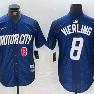 Men's Detroit Tigers #8 Matt Vierling 2024 Navy City Connect Cool Base Limited Stitched Jerseys