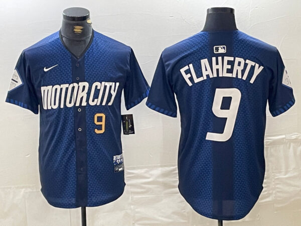 Men's Detroit Tigers #9 Jack Flaherty 2024 Navy City Connect Cool Base Limited Stitched Jerseys