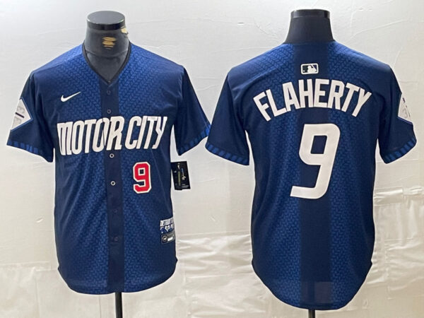 Men's Detroit Tigers #9 Jack Flaherty 2024 Navy City Connect Cool Base Limited Stitched Jerseys