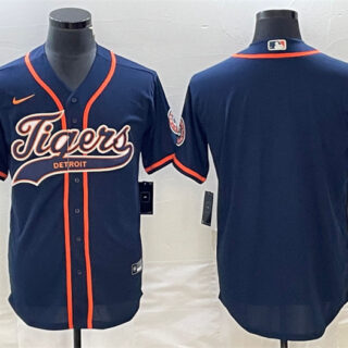 Men's Detroit Tigers Blank Navy Cool Base Stitched Baseball Jersey