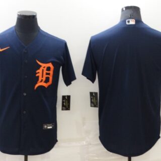 Men's Detroit Tigers Blank Navy Cool Base Stitched Jersey