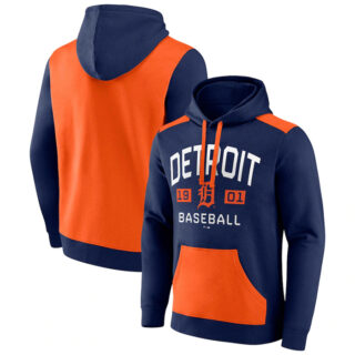 Men's Detroit Tigers Navy Orange Chip In Pullover Hoodie