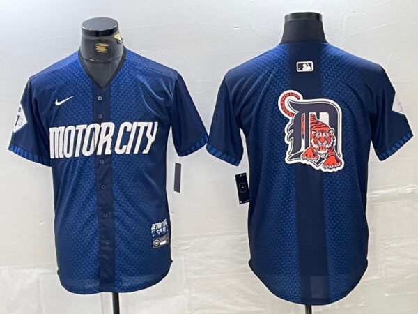Men's Detroit Tigers Team Big Logo 2024 Navy City Connect Cool Base Limited Stitched