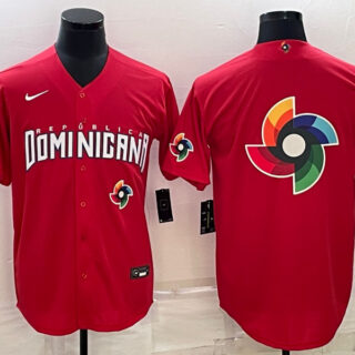 Men's Dominican Republic Baseball 2023 Red World Baseball Big Logo With Patch Classic Stitched Jersey