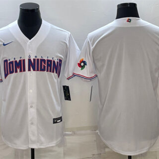 Men's Dominican Republic Baseball 2023 White World Baseball With Patch Classic Replica Stitched Jerseys
