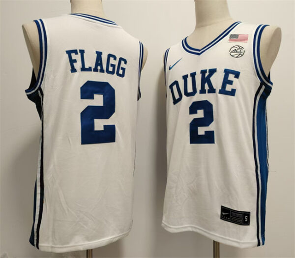 Men's Duke Blue Devils #2 Cooper Flagg White 2024 Stitched Basketball Jersey