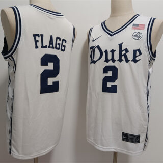 Men's Duke Blue Devils #2 Cooper Flagg White Stitched Basketball Jersey