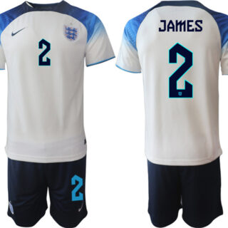 Men's England #2 James White Home Soccer Jersey Suit