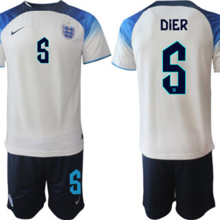 Men's England #5 Dier White Home Soccer Jersey Suit