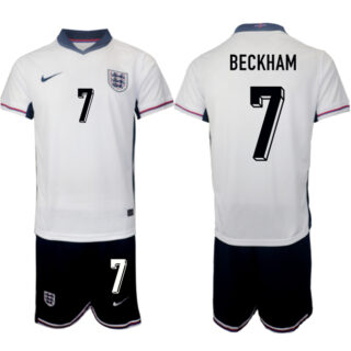 Men's England #7 Beckham 2024-25 White Home Soccer Jerseys