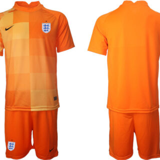 Men's England Blank Orange Goalkeeper Soccer Jersey Suit