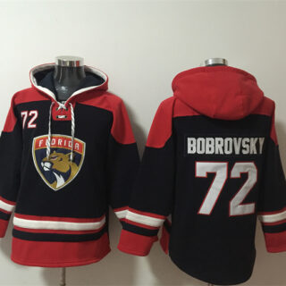 Men's Florida Panthers #72 Sergei Bobrovsky Black Red Lace-Up Pullover Hoodie
