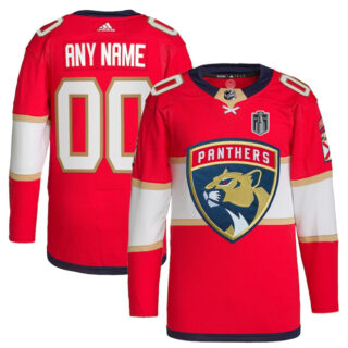 Custom Men's Florida Panthers Custom Red 2024 Stanley Cup Final Patch Stitched Jersey
