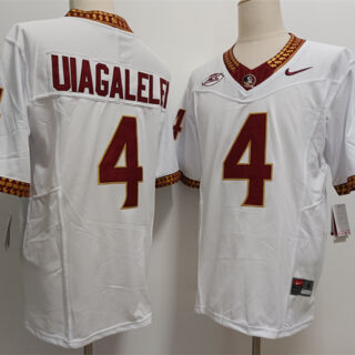 Men's Florida State Seminoles #4 DJ Uiagalelei White 2023 F.U.S.E Stitched Jersey