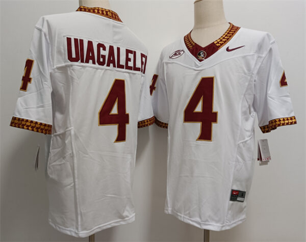 Men's Florida State Seminoles #4 DJ Uiagalelei White 2023 F.U.S.E Stitched Jersey