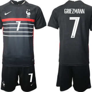 Men's France #7 Girezmann Black 2022 FIFA World Cup Home Soccer Jersey Suit