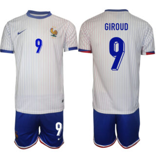 Men's France #9 Olivier Giroud White 2024-25 Away Soccer Jersey