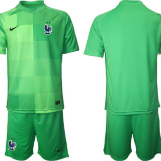 Men's France Goalkeeper Green 2022 FIFA World Cup Home Soccer Jersey Suit