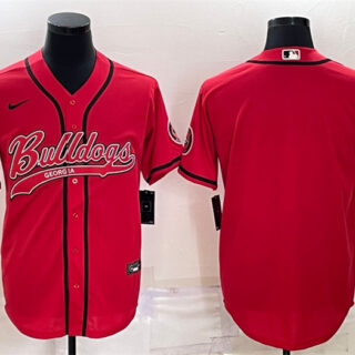Men's Georgia Bulldogs Blank Red With Patch Cool Base Stitched Baseball Jersey