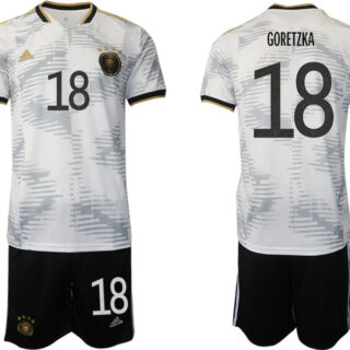 Men's Germany #18 Goretzka White Home Soccer Jersey Suit