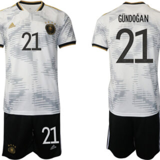 Men's Germany #21 Gundogan White 2022 FIFA World Cup Home Soccer Jersey Suit