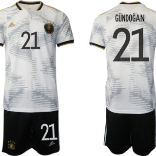 Men's Germany #21 Gundogan White Home Soccer Jersey Suit
