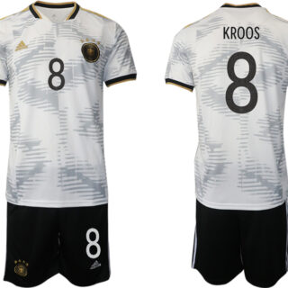 Men's Germany #8 Kroos White Home Soccer Jersey Suit