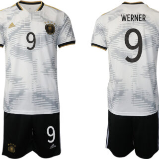 Men's Germany #9 Werner White Home Soccer Jersey Suit