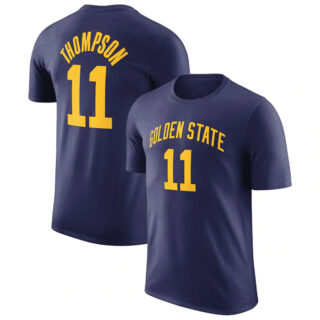 Men's Golden State Warriors #11 Klay Thompson Navy 2022 23 Statement Edition Name & Number T-Shirt