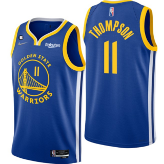 Men's Golden State Warriors #11 Klay Thompson Royal With No.6 Patch Stitched Jersey