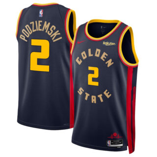 Men's Golden State Warriors #2 Brandin Podziemski Navy 2024 25 City Edition Stitched Basketball Jersey